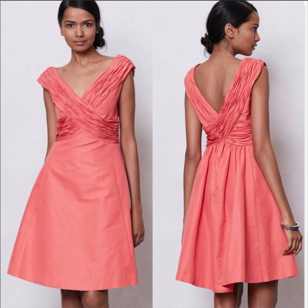 Mirror of Venus Coral Ruche Crossover Dress